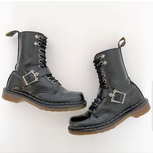 Dr. Marten's England Buckle Boots Size UK 5 US Woman's 7 Black Vintage Lace Up
